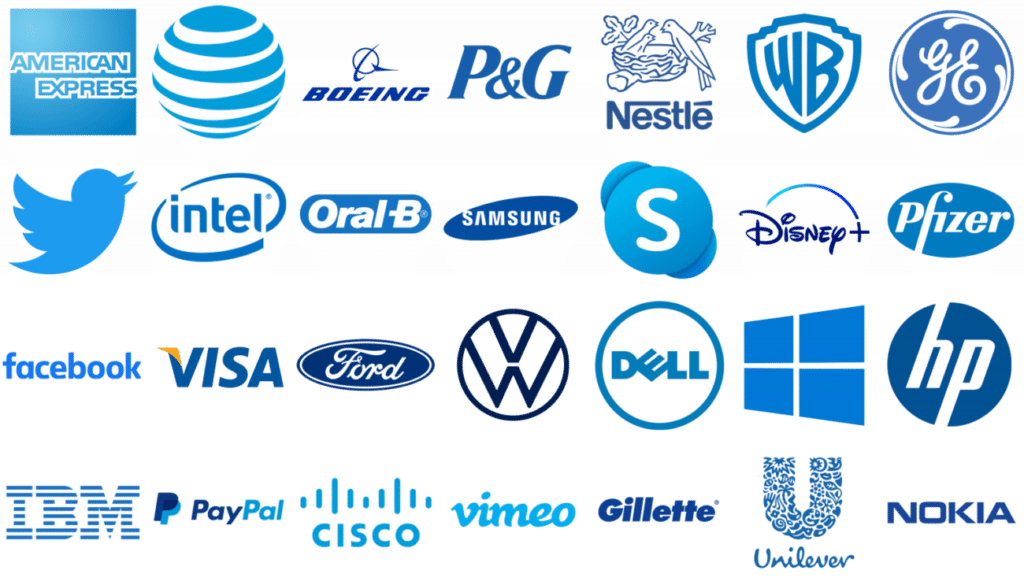logotipos famosos de color azul